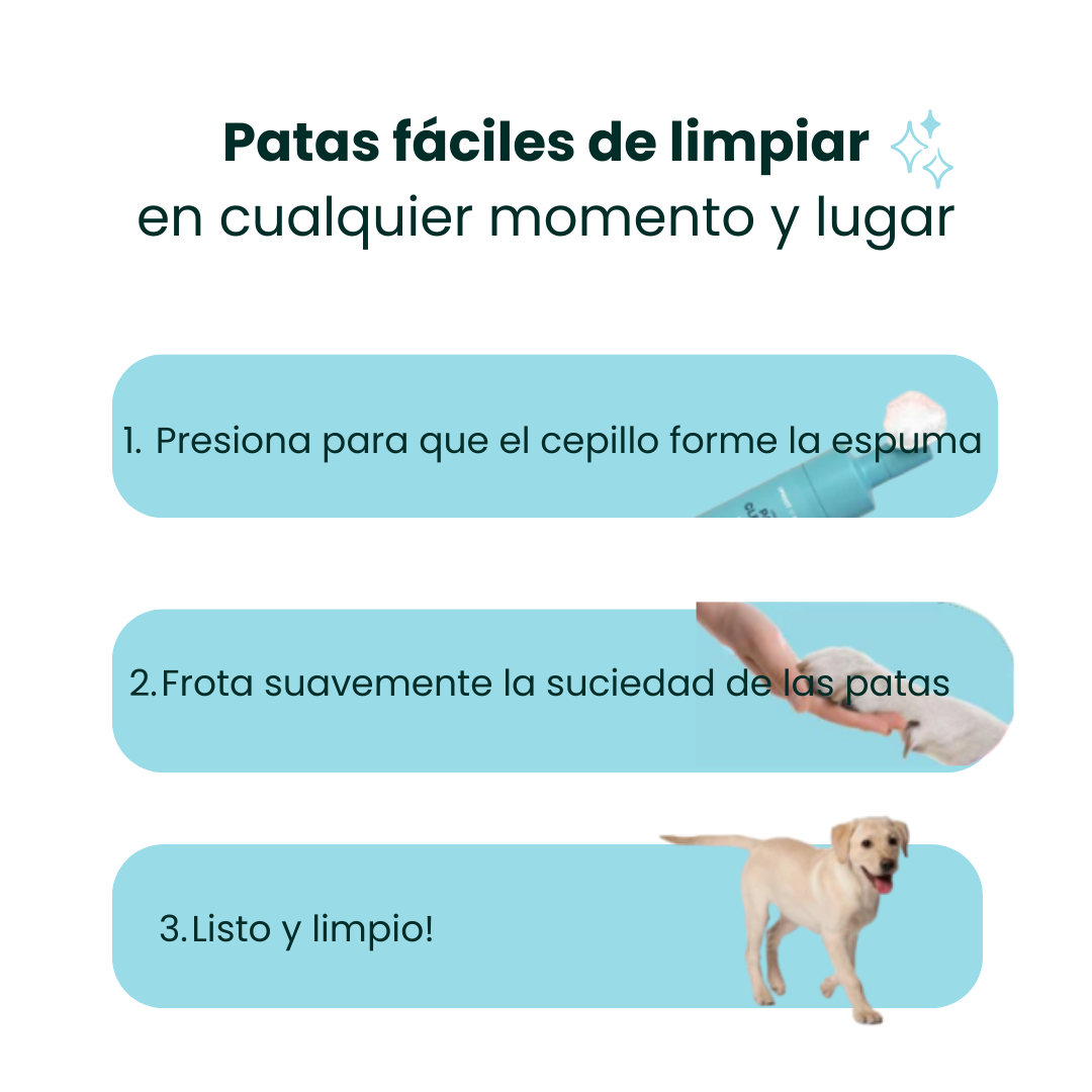 Espuma limpiadora de patas sin enjuague